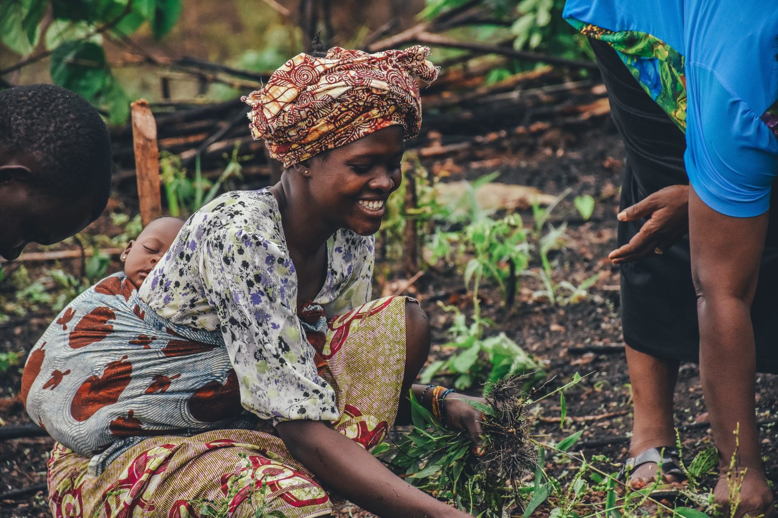 A woman working on a sustainable farm